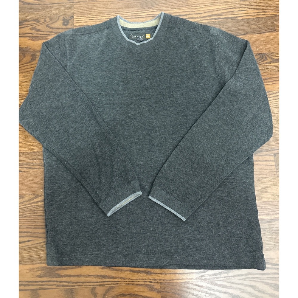Quiksilver Waterman Collection Mens XL Charcoal Gray 100%Cotton Crewneck Sweater